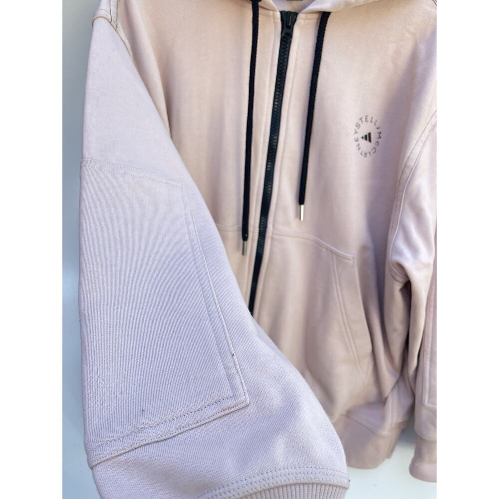 Adidas Stella Mccartney ASMC FZ Hooded Sweatshirt Zip Up Blush Black Size L - Picture 3 of 6